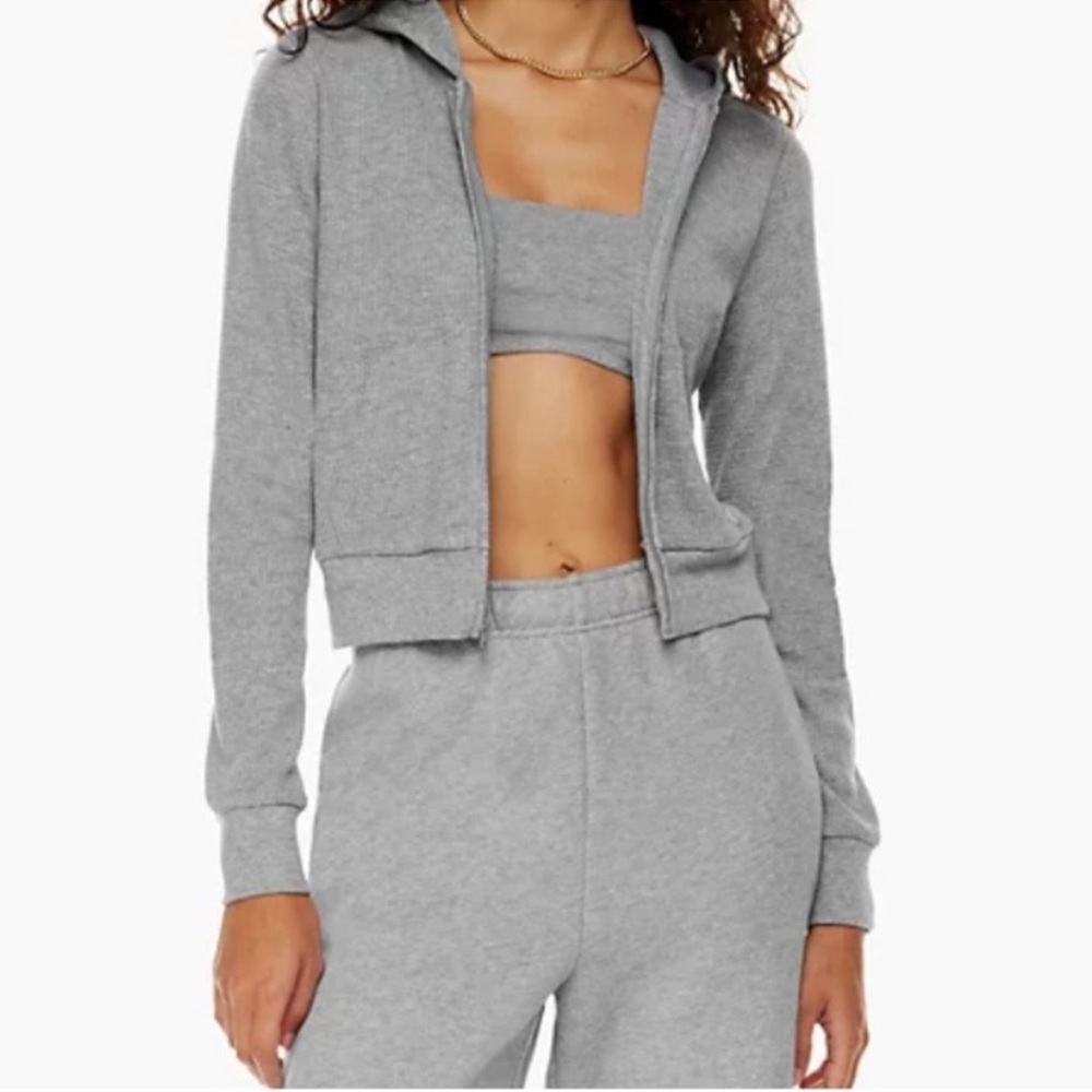 Aritzia waffle hoodie in heather grey